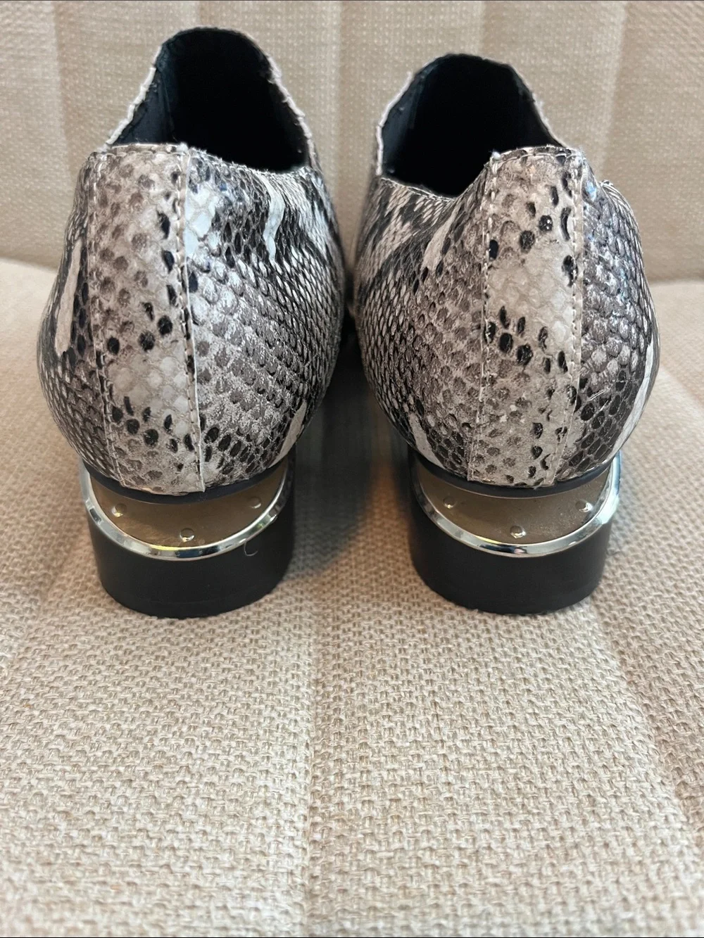 SILENT D x Anthropologie ivtay snake python printed stack heel booties sz 6